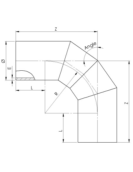 Coude 90° PE100 Injecté SDR7,4 ⌀50-200mm